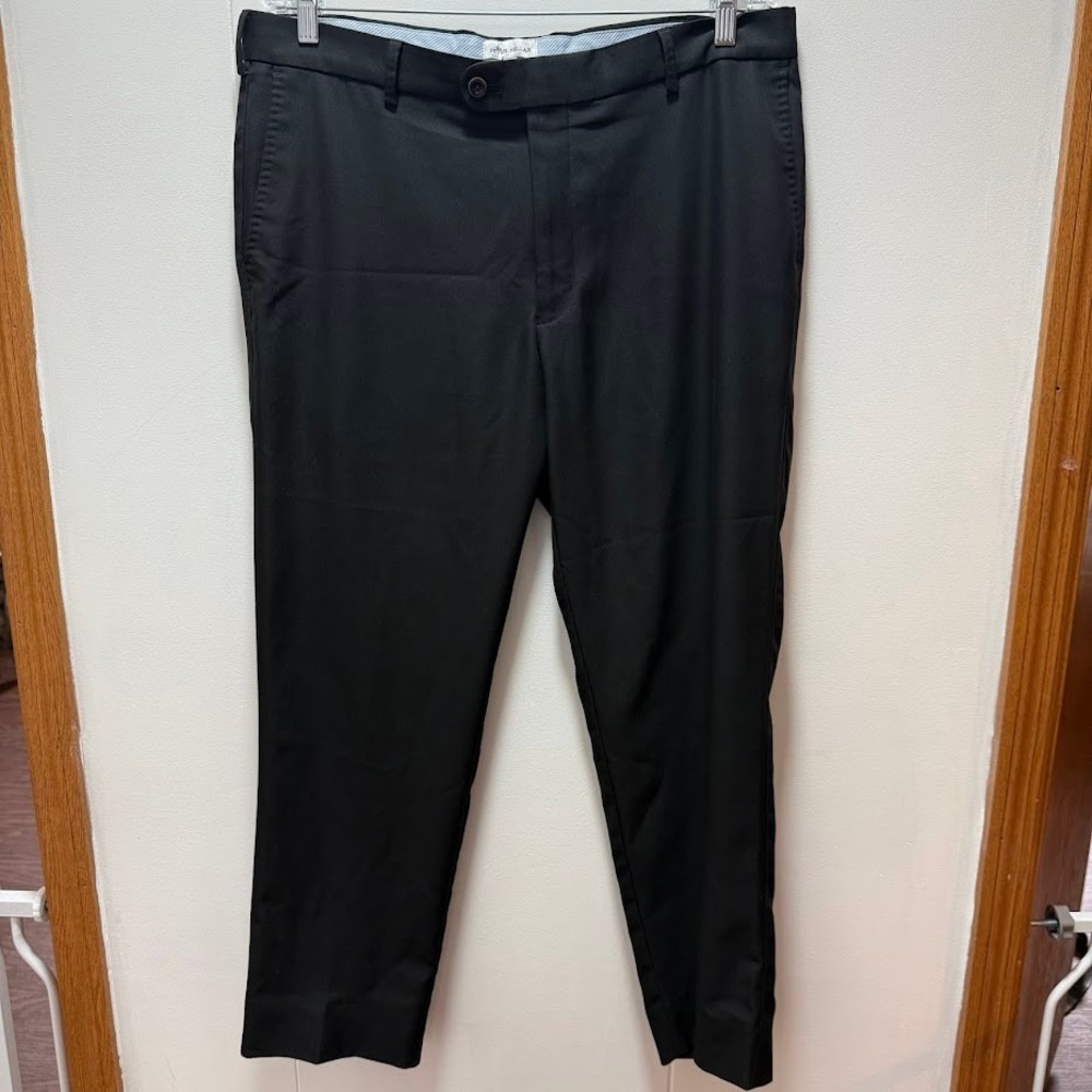 Peter Millar Mens‎ Black Flat Front Dress Pants Size 36x32 Polyester